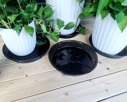 NIMYAU Plant Saucer 14 Inch 4 Pack 10 14 16 18 Large Plant Trays for Pots Heavy Duty Round Plastic Plant Saucers for Indoors Outdoors, Flower Pot No Holes Plant Drip Trays - size: 14"-4pack