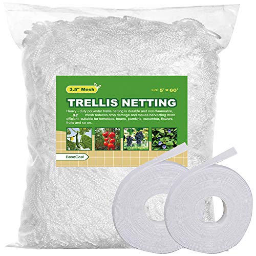 BaseGoal 3.5in Mesh Trellis Netting, 5x60ft, 1 Pack - size: 3.5" Mesh (5'X60')