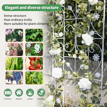 70.8" Metal Garden Trellis for Climbing Plants, 2 Pack White - color: White