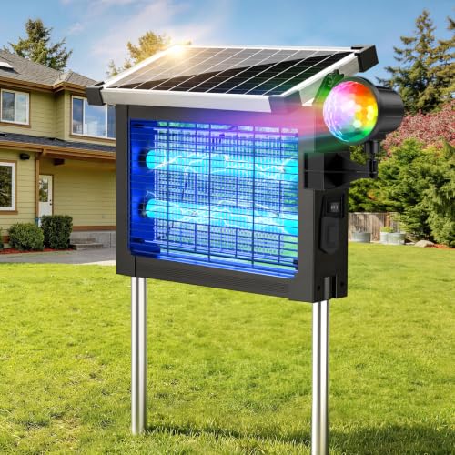 Solar Bug Zapper Outdoor, 4500V Mosquito Zapper with Water Wave Projector