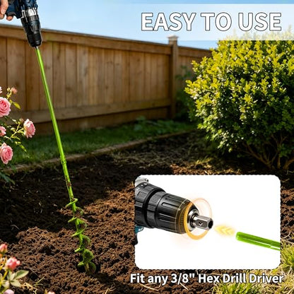 TCBWFY 2x32 Inch Auger Drill Bit for Planting - Long Handle Easy Planter Garden Auger - Bulb & Bedding Plant Augers - Post Hole Digger for 3/8”Hex Drive Drill - size: 2"x32"-Green