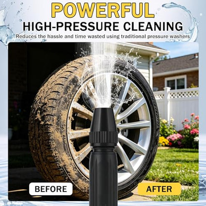 Heavy Duty High Pressure Hose Nozzle, Home High-Pressure Car Wash Water Gun with Booster Nozzle and Hose, 3-Modes Adjustable Multi Function Lawn & Garden Watering Sprayer