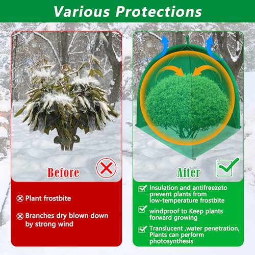 GJL 2 Pack Winter Plant Covers Freeze Protection, 28×28×33 Inch Shrub Tent - size: 28 x 28 x 33 Inches