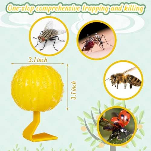 Qualirey 10 Set Sticky Fruit Fly Trap Balls for Insects Traps, Yellow