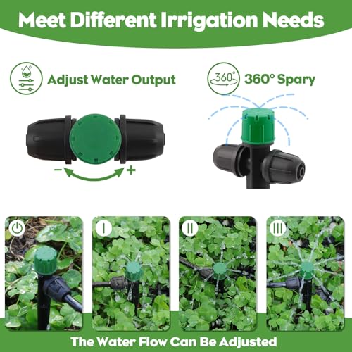 35PCS Double-Head Drip Irrigation Emitters Drippers for 1/4" Tubing (Green) - color: Green Double-head Locked Dripper