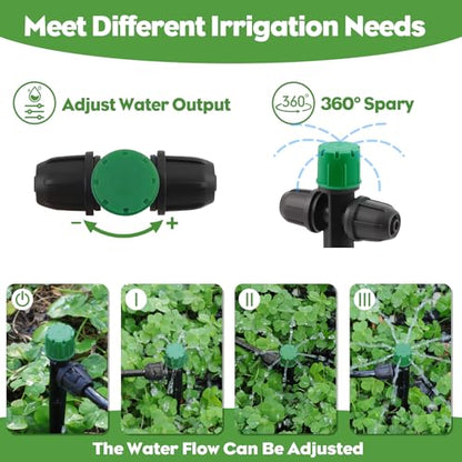 35PCS Double-Head Drip Irrigation Emitters Drippers for 1/4" Tubing (Green) - color: Green Double-head Locked Dripper