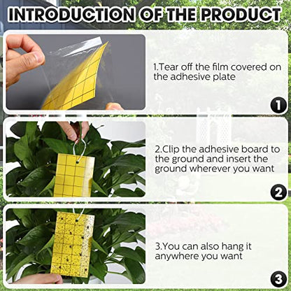 Qualirey 600 Pcs Sticky Trap for Gnats 3 x 5'' Dual Side Sticky Fruit Fly Trap with Tie Plant for Flying Insect Fungus Bugs Flying Catcher for Indoor (Yellow)