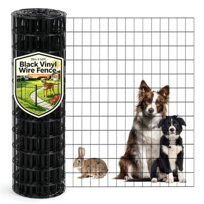PVC Coated Welded Wire Mesh 16GA 36in x 50ft, 2x3 Mesh Black Fence Roll - color: 16GA 36''×50'