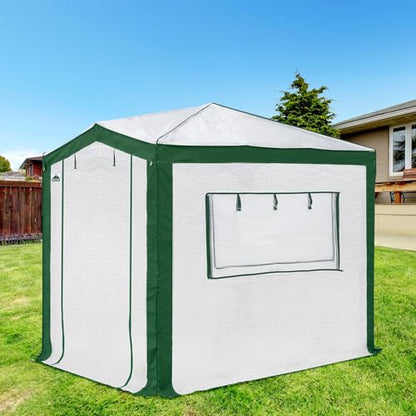 EAGLE PEAK 8x6 Walk in Pop Up Greenhouse, Green/White - color: Green/White, size: 8x6