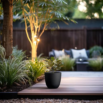 Kante Small Round Bowl Black Concrete Planter 10" Dia, Outdoor - color: Black, size: 10"d