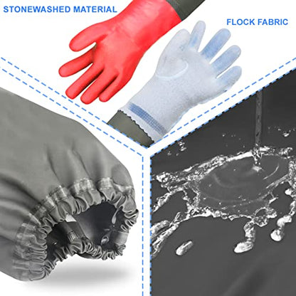 Haiou Long Rubber Gloves Fishing Gloves for Men and Women (Large-one size)