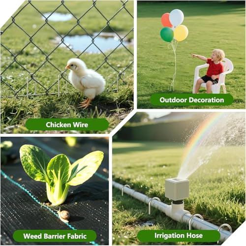 AAGUT U Shaped Garden Stakes 6 Inch, Galvanized Landscape Staples for Tube - size: 6" x 150 Pcs