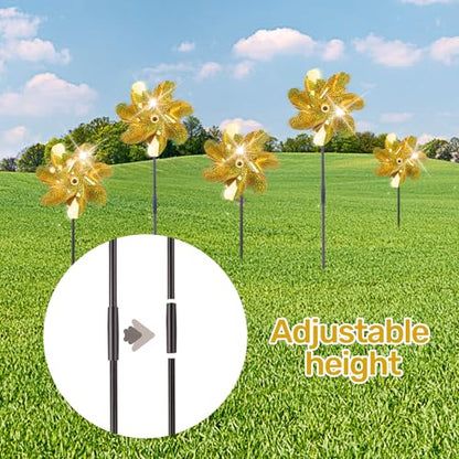 BATTIFE Preassembled Reflective Pinwheels for Yard & Garden, Gold, 10 Pack - color: Yellow, size: 10 Pack