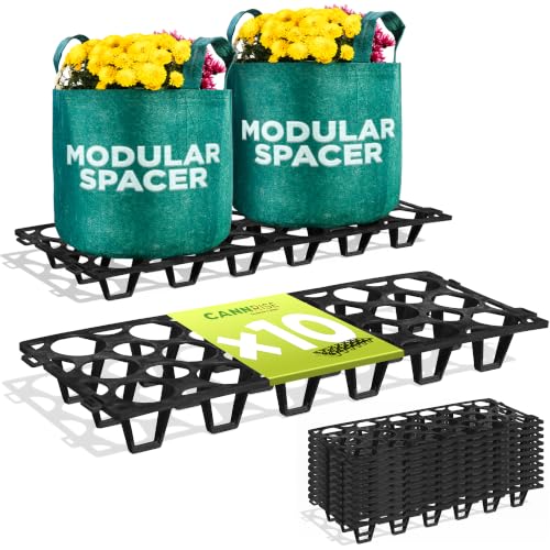 Plant Riser 10 Pack – Modular Pot Spacer for Grow Bags, Planters & Containers – UV-Resistant Drainage Tray for Airflow, Root Health & Cleaner Surfaces - 19.7x7.5x2.4 inches (Black) - color: Modular Black, size: 10 Pack
