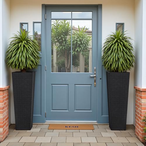 Devoko Resin 32'' Tall Planters, Large Taper Outdoor Planter - color: Black, size: 32" Set of 2
