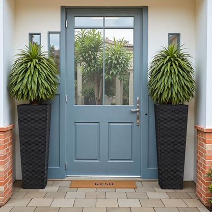 Devoko Resin 32'' Tall Planters, Large Taper Outdoor Planter - color: Black, size: 32" Set of 2