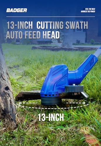 Wild Badger Power Weed Wacker 40V 13'' Cordless 2 in 1 String Trimmer/Edger with Auto Feed, 2.0Ah Battery and Charger, 2 Pack Trimmer Line - size: 13 inches