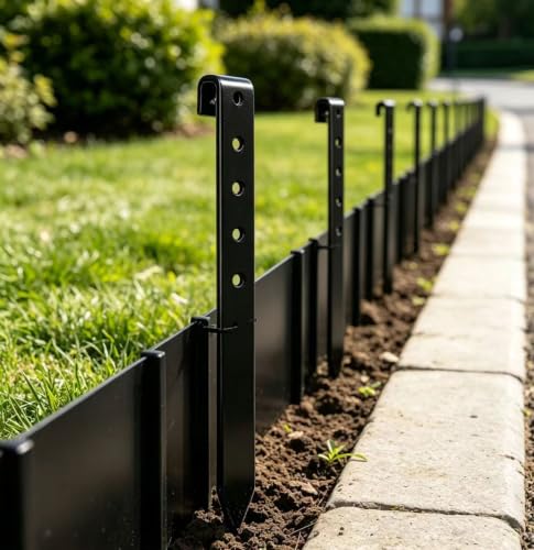 30 Pack Metal Landscape Edging Stakes, 10 Inch Garden Metal Stakes,Garden Anchoring Spikes for Yard, Edgings Lawn, Fence Barrier(Black)