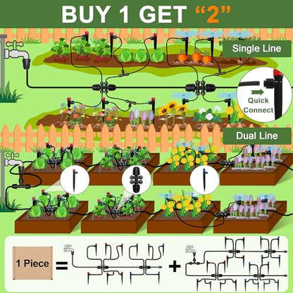 Drip Irrigation Kit for Garden, Quick-Connect Plant Watering System 230FT - size: 230FT