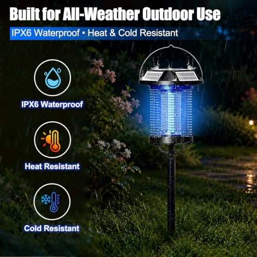 Solar Bug Zapper Outdoor, 4500V USB Rechargeable UV Flying Insect Trap (Circular) - size: Circular