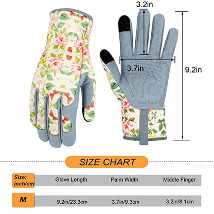 Leather Gardening Gloves for Women Thorn Proof Garden Gloves Touch Screen Working Gloves Gifts,M - color: Butterfly