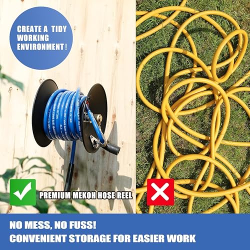 MEKOH Compact Pressure Washer Hose Reel 50ftx3/8” / 65ftx1/4”, 4000PSI