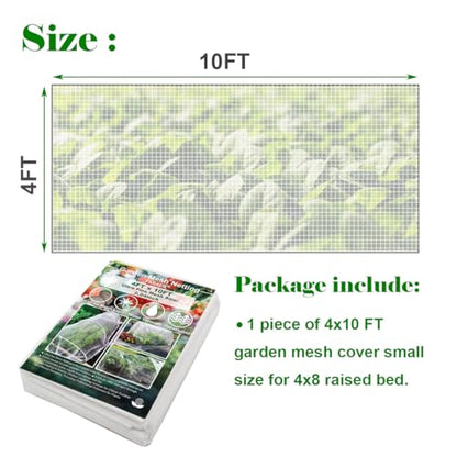 Garden Netting for Raised Beds, 4x10ft Insect Netting - size: 4x10ft Reinforced Netting