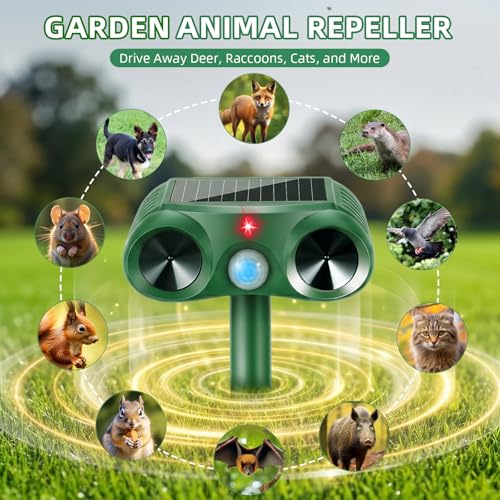 4 Pack Deer & Cat Deterrent with Motion Sensor for Yard & Garden