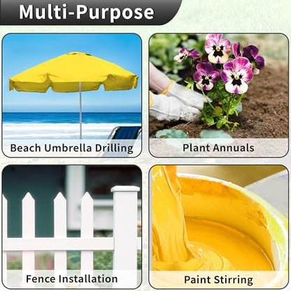 Auger Drill Bit for Planting,1.6"x16.5" Extended Length Garden Auger Spiral Drill Bit, Heavy Duty Post Hole Digger for Bulbs,Flowers & Bedding Plants,Fits 3/8" Hex Drill - size: 1.6"x16.5"-Green