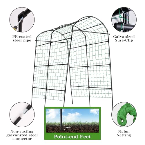 Garden Arch Arbor Trellis for Climbing Plants Outdoor, 7.8 ft - size: 82.6 x 70.6 x 43.3 in, Arch Arbor, Black