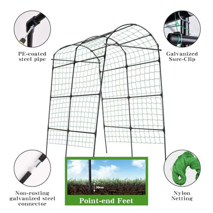 Garden Arch Arbor Trellis for Climbing Plants Outdoor, 7.8 ft - size: 82.6 x 70.6 x 43.3 in, Arch Arbor, Black