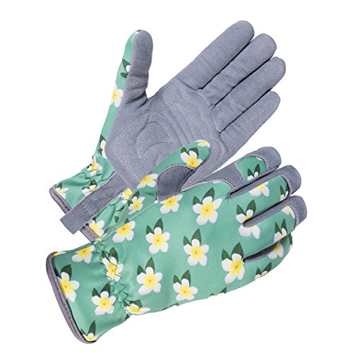SKYDEER Premium Genuine Deerskin Suede Women's Gardening Gloves, Ultra-Soft Padded, Comfort Fit for Work, Medium, SD6611/M - color: Deerskin Suede Green, size: Women(M)