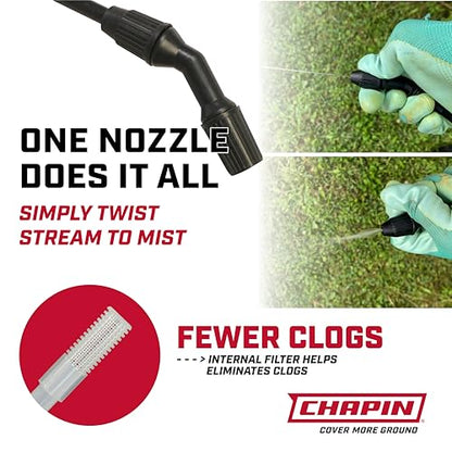 CHAPIN 16109 1-Gallon Pump Sprayer, Anti-Clog Design for Easy Use, 2pk