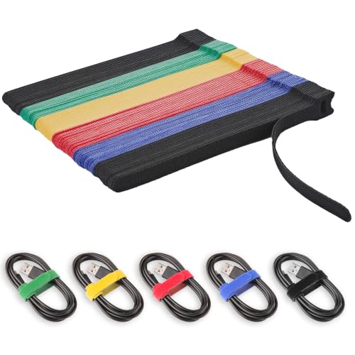 120 PCS Fastening Cable Ties Reusable, Multi-purpose 8 in Cable Management Ties with Hook and Loop, Adjustable Cord Ties for Organizing Home, Office and Data Centers, 5 Colors - color: 8 Inch 120 Pcs