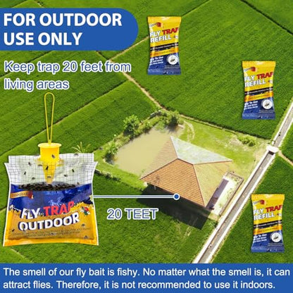 Reusable Fly Traps Outdoor Bottles & 10 Pack Fly Trap Bait Refills