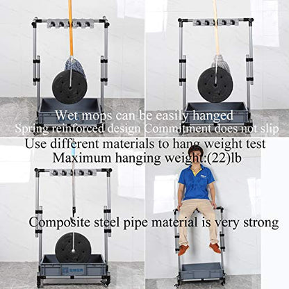 Broom And Mop Holder Put Wet Movable Floor-Mounted Mop Rack Floor Standing Cleaning Tool Cart Storage For Garden Garage Schools, Hospitals, Factories, Hotels,Property Companies - size: 10slots