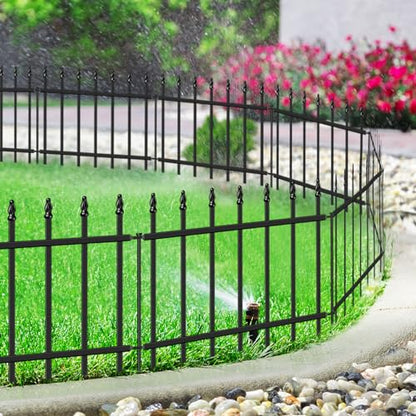 Decorative Metal Garden Fence 18" x 10', Small Fence Border with Stakes - size: 18″H x 10ft（5 Panels）