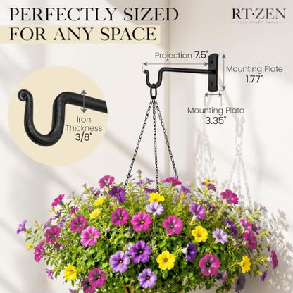 RTZEN Plant Hangers Outdoor or Indoor Heavy Duty Wall Bracket Hooks - size: 7.5 Inch, style: Shepherds Hooks