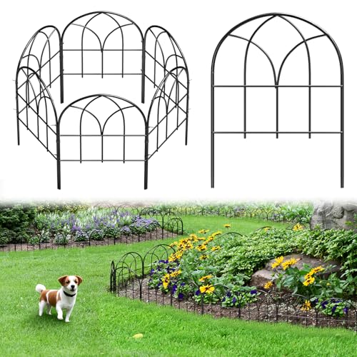 Decorative Garden Fence, 6.3 ft No Dig Flower Bed Border, 6 Pack - size: 6 Arched Panels-6.3ft(L)x16.54in(H)