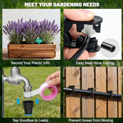 100FT Drip Irrigation Kit with 30 Emitters, 3 Spray Types, Push-Fit System - size: 100FT