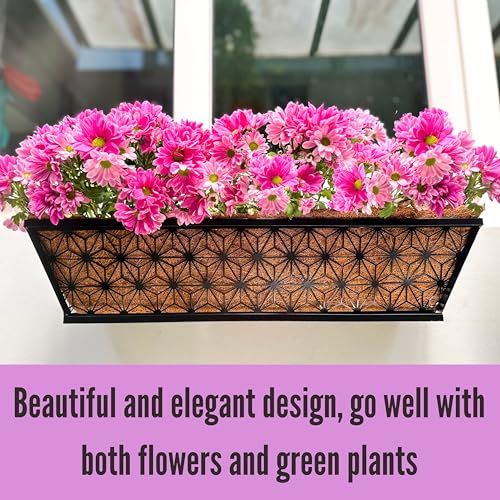 LaLaGreen Modern Black Wall Planter (24 in, 4 Pack) Window Flower Box - size: 24" (61cm) x 4 pack