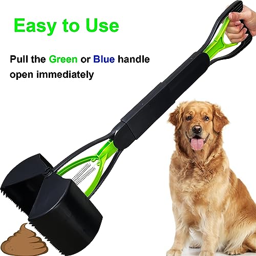 2-Pack Pooper Scooper for Large Dogs Heavy Duty, Long Handle Poop Scoop for Yard, Grass, Gravel, Dog Poop Grabber with High Strength Material and Durable Spring - size: 2 Piece(28-inch length)