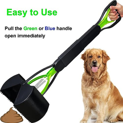 2-Pack Pooper Scooper for Large Dogs Heavy Duty, Long Handle Poop Scoop for Yard, Grass, Gravel, Dog Poop Grabber with High Strength Material and Durable Spring - size: 2 Piece(28-inch length)