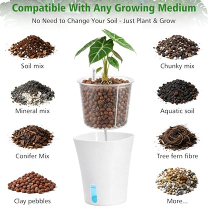 4 Inch Self Watering Pots for Indoor Plants, 10 Pack Clear Nursery Pots with Drainage & Water Level Indicator, Plant Pots for African Violet, Flowers, Herbs - size: 4 Inch