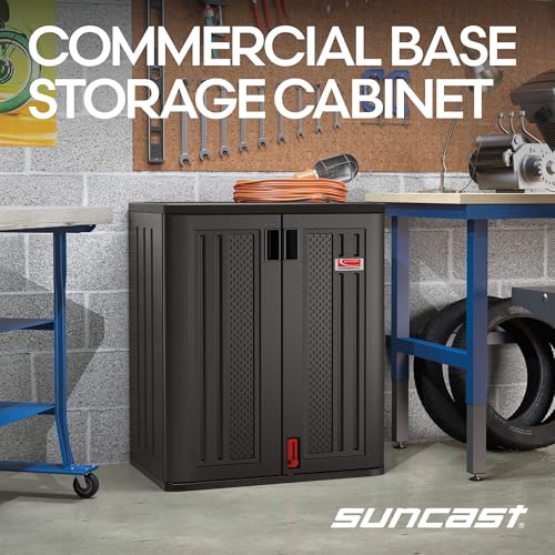 Suncast 30" Heavy-Duty Resin Outdoor Storage Cabinet, Lockable, Dark Gray