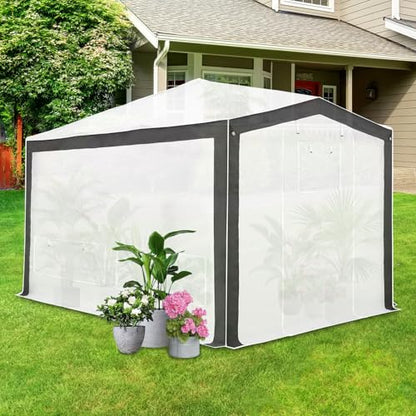 EAGLE PEAK 12x8 Walk in Pop Up Greenhouse, Support Pole, Gray/White - color: Gray/White, size: 12x8