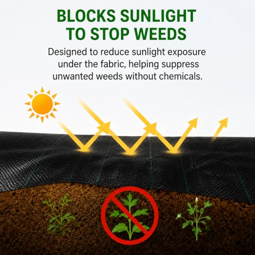 HOOPLE 4ftx180ft Weed Barrier Fabric Heavy Duty | Landscape Fabric | Commercial Woven Geotextile for Gardens, Driveways & Flower Beds | Thick Weed Control Landscaping Fabric - size: 4ft*180ft