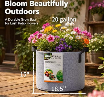 20 Gallon Pots Grow Bags for Plants,20Gallon Deep Plant Nursery Pots with Handles,20 Gal Cloth Felt Heavy Duty Planter Grow pots for Tree Tomato Potato Flowers Indoor Outdoor,3pcs - size: 20 gallon