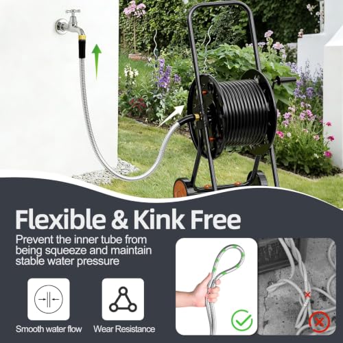 SPECILITE 1/2"x 15FT 304 Stainless Steel Short Leader Garden Hose for Reel - size: 15 ft