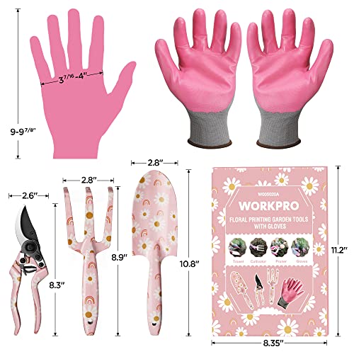 WORKPRO Aluminum Garden Tool Set, 4PCS Heavy Duty Gardening Tools - style: Pink